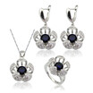 EIOLZJ Flower Dark Blue Cubic zirconia Silver Plated Jewelry Sets for Women Four Colors Available Free Jewelry Box