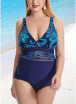 2018 Women Plus Size One Piece Swimsuit Vintage Print Padded Monokini Swimwear Bathing Suit