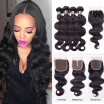 Amazing Star Lace Closure with Bundles Brazilian Virgin Hair Body Wave Bundles with Closure Body Wave with Closure 4x4 Inch