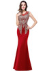 long Crystal Prom Evening Dress Formal Party Bridesmaid Mermaid Gown Appliqued Pageant Gown