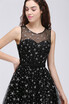 A Line Jewel Sheer Tulle Little Black Short Homecoming Dresses