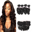 Ishow Hair 7A Peruvian Loose Wave With Frontal Closure 4 Bundles Human Hair Weave Pre Plucked Lace Frontal Closure With Bundles