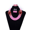 Fashion Pink Purple Jewelry African Beads Jewelry Sets For Women Nigerian Wedding Jewelry African Bridal Statement Beaded Necklace