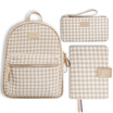 kins fashion three sets A6 hand account note stationery bag backpack thousand birds grid milk coffee color DTB6502
