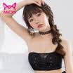 Cat MiiOW wedding ladies no steel ring strapless bra gathered non-slip on the girl bra bra beauty back tube top lace underwear W5027 black 80B