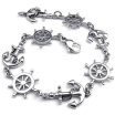 Hpolw menwonen silver Stainless Steel Love Anchor & Helm Charms Lobster Clasps Unique design geometrycircular Bracelet