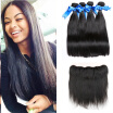 WYF Indian Virgin Hair Straight Hair with Frontal 100 Unprocessed Human Hair 4 Bundles