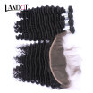 8A Peruvian Deep Wave Curly Virgin Hair With Ear To Ear 13x4 Lace Frontal Closure 3 Bundles Human Hair Weave And Closures 4Pcs Lot