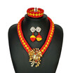 2018 Exquisite Crystal Flowers Handmade Jewelry Luxury Nigerian Wedding Coral Jewelry African Bridal Beaded Necklace Earrings Set