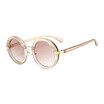 SHAUNA Fashion Crystal Decoration Women Round Sunglasses Classic Ladies Champagne Frame Gradient Lens Glasses UV400