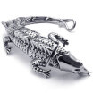 Hpolw Large Heavy silver&black Stainless Steel retro&fashion Gothic Lizard Biker Mens Bracelet