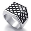 Hpolw men Black&white stripes Stainless Steel Mens Geometry men RingWidth18mm 071 inches