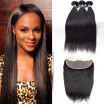 Amazing Star Ear To Ear Frontal Con Paquetes Peruvian Virgin Straight Hair Bundles Con 13x4 Cierre Cabello Humano Con Frontal