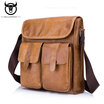 BULL CAPTAIN Retro Genuine Leather Shoulder bag men Crossbody Bags Small famous Brand Designer Male Messenger Bags