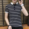 Men Fashion Polo Business Casual Short Sleeve Clothing Tshirt Slim Stripe Classic Top