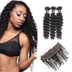 Ishow Hot Selling Peruvain Deep Ishow Deep Wave Human Hair 3 Bundles With Closure 7A Peruvian Hair Weave Bundles With Lace Frontal