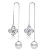 CZ Diamond Long Earings Fashion Jewelry Simulated Pearl Drop Earrings For Women Accessories White Gold Plated E170