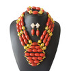 New African Wedding Jewelry Sets Fashion Crystal Bridal Statement Necklace Nigerian Beads Jewelry Red Coral Jewelry Sets For Women