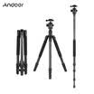 Andoer 64inch trípode de fibra de carbono de viaje ligero monopie con la cabeza de la bola bolsa de transporte para cámara de vídeo DSLR digital videocámara