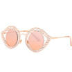 SHAUNA Bling Bling Crystal Decoration Women Cat Eye Sunglasses Fashion Eye Sharp Men Champagne Lens Glasses UV400