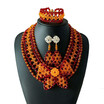 2018 Exquisite Crystal Flowers Handmade Jewelry Luxury Nigerian Wedding Coral Jewelry African Bridal Beaded Necklace Earrings Set