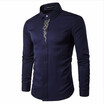 Men Long Sleeve Shirts Luxury Gold Embroidery Printed Brand Weeding Shirt Gentleman Tuxedo Shirts Chemise Homme Solid Camisas