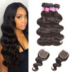 Glary Cheap Indian Human Hair Wefts Body Wave Human Hair Bundles with Closure Wholesale Virgin Hair Weaves 4 Bundles with Closure