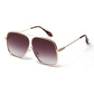 SHAUNA Oversize Stainless Steel Half Frame Women Square Sunglasses Fashion Men Purple Lens Glasses UV400