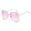 SHAUNA Venetian Pearl Decoration Oversize Half Frame Women Butterfly Sunglasses Fashion Men GradientClear Lens Shades UV400