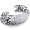 Hpolw Mens Stainless Steel Cross Prayer Bangle Cuff Bracelet Silver 85 Inch