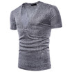 2018 Summer Mens Fashion Casual V - Neck Solid Color Short Sleeve T - Shirt