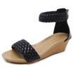 women wedges sandals back zipper casual weave style open toe low heel lady shoes