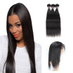 Ishow 7A Peruvian Straight Hair Weave Bundles With Pre Plucked 360 Lace Frontal Closure With Baby Hair Natural Color