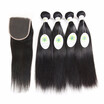 Virgin Malaysian Straight 4 Bundles And Closure 7a Malaysian Virgin Hair With Closure 8-30inches Malaysian Straight Hair