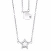 Double Layer Star Heart Charm Cross Chain Necklace for Women