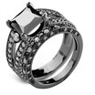 Aiyaya 2pcsSet 18kt Black Gold Plated Black Crystal Cushion Cut Genstones Fashion Midi Rings For Wedding