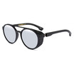 SHAUNA Vintage Punk Style Women Round Sunglasses Fashion Men Blue Reflective Lens Goggle Shades UV400