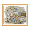 Decdeal 173 14 inches The Old Married Couple Pattern Cross Stitch Kit with Pre printed 14CT Canvas Cloth & Cotton Thread Embroi