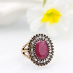 Ethnic Round Crystal Vintage Rings For Women Turkish Brand Design Antique Gold Color Bohemia Wedding Ring Jewelry Gifts 2018 New