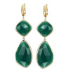 925 Sterling Silver Green Onyx Two-Stone Dangle Earrings