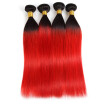 Peruvian Hair Ombre Straight 4 Bundles Two Tone Human Hair Weave Extensions T1BRed