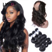 8A 360 Lace Frontals Closures With 3 Bundles Indian Body Wave Virgin Human Hair Weaves 4Pcs Lot Natural Black Remy Hair Extensions