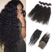 Unprocessed Malaysian Virgin Human Hair Cheap Kinky Curly Bundles With Free Part Lace Closure Wholesale Kinky Curly Hair Bundles