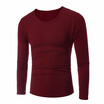 Summer Spring Simple Shirt Long-sleeved Round Neck Mens Casual Slim Pure Color T-shirt