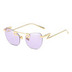 SHAUNA Unique Pin Sharp Bridge Women Rimless Cat Eye Sunglasses Fashion Men Transparent Pink Lens Shades UV400