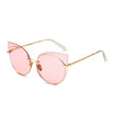 SHAUNA Oversize Women Cat Eye Sunglasses Fashion Lady Candy Colors Purple Rimless Glasses UV400