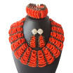 Fashion Hand Made Red Coral Wedding Bridal Jewelry African Jewelry Sets For Women Nigerian Bridal African Beads Jewelry Set