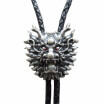 Original Vintage Silver Plated Real White Pearl Dragon Bolo Tie Leather Necklace