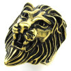 Hpolw Mens Stainless Steel Black&Golden Biker Jewelry Lion King Ring Gothic Charm Lion ring