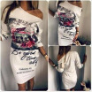 Charms White Summer Dress Womans Halter Style Skirt Fashion Letter Printed Evening Dress